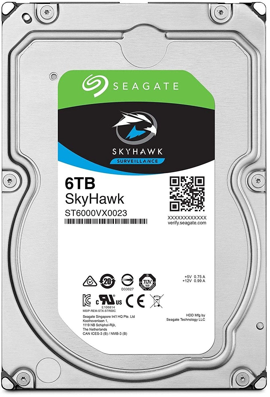 SEAGATE 6TB HDD SURVEILLANCE STORAGE SKYHAWK