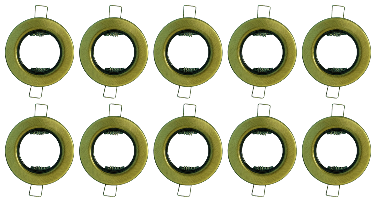 10 X DOWNLIGHT FIXED FITTING ANT BRASS 65MM CUT OUT