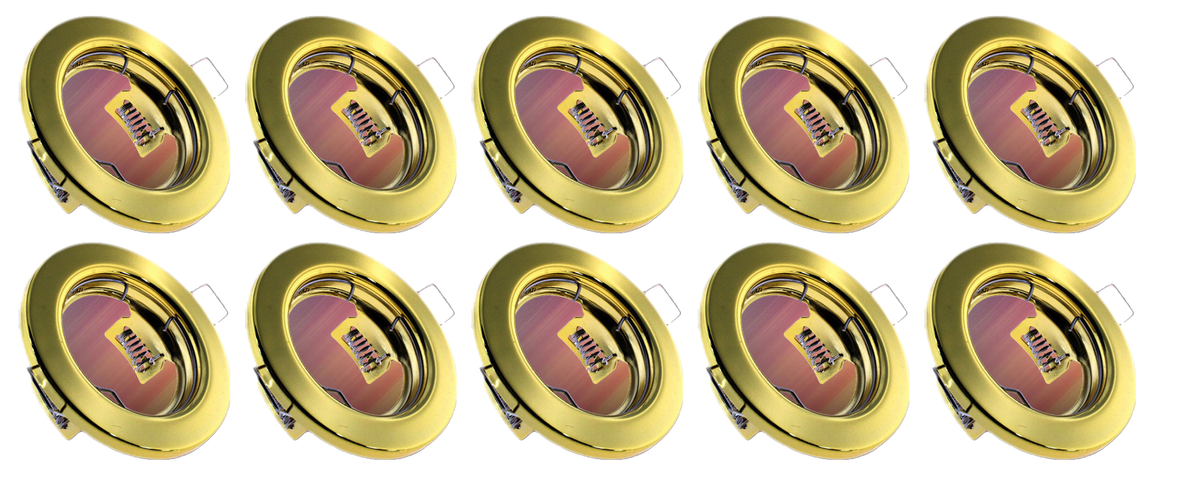 10 X DOWNLIGHT FIXED FITTING GOLD 65MM CUT OUT