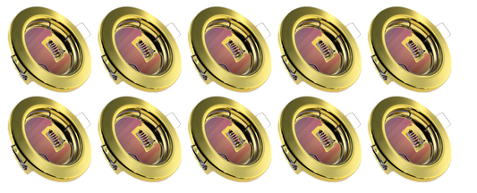 10 X DOWNLIGHT FIXED FITTING GOLD 65MM CUT OUT